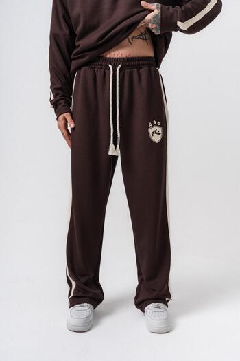 Respire Men's Stripe Detailed Modal Baggy Sweatpants Brown