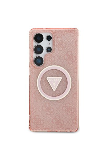Guess Case for Samsung Galaxy S25 Ultra IML Glitter Circle MagSafe - Pink