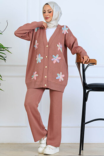 benguen Floral Knitwear Cardigan Set S1001 Rose