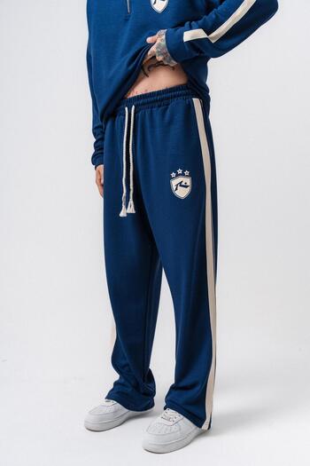 Respire Men's Stripe Detailed Modal Baggy Sweatpants Navy Blue