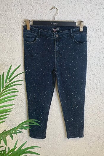 Büyük Moda Serpme Stone Printed Skinny Jean