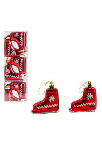 JML Christmas Ornaments 7x7cm, Model Patina 6/set with Glitter Wholesale