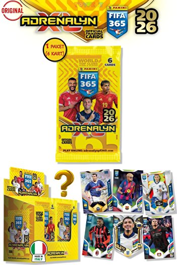 TOYFEST بطاقات بانيني أدينالين فيفا 365 - بطاقات لاعبي كرة القدم الرسمية لعام 2026 - حزمة واحدة (6 بطاقات)