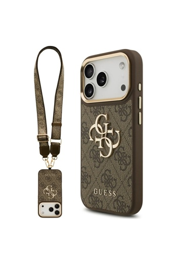 Guess Case for iPhone 17 Pro, Silicone 4G Big Metal Logo, Slim Protection, Brown