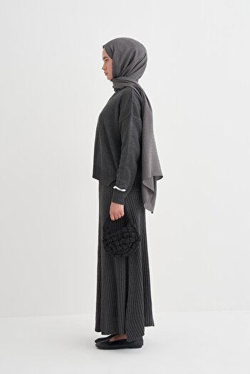carell Ribbed Knitwear Skirt Suit Anthracite