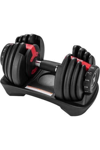Sparnod Fitness SAD-16 Adjustable Dumbbell 16kg with 12-Level Quick Digital Dial & Base Tray