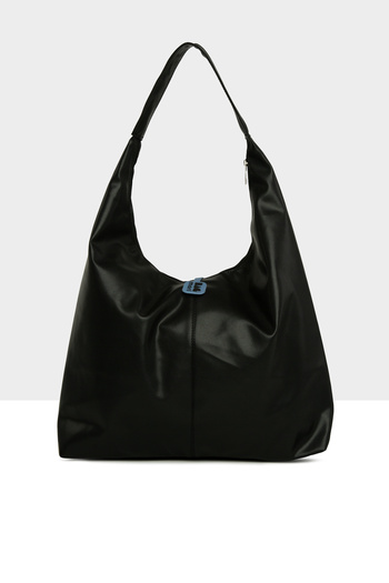 Bagmori Black Women's Soft Textured Oval Maxi Size Shoulder Bag M000008651