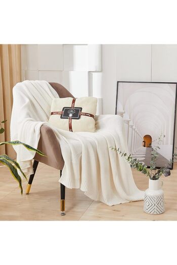 COOYA Baby Blanket Knitted,Baby Nursery & Stroller Blanket for Newborn Boys & Girls,80x100cm，Off White