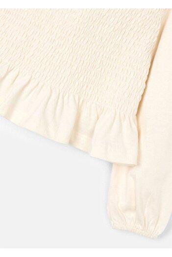 MAYORAL Baby Girl Drawstring Long Sleeve T-Shirt Cream 4007