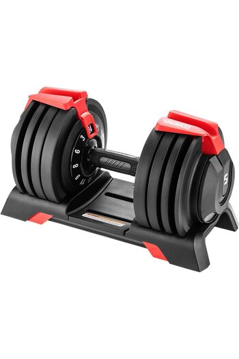 Sparnod Fitness SAD-24 Adjustable Dumbbell 24kg, 12 Weight Levels, Quick Adjust, Safety Lock & Rack