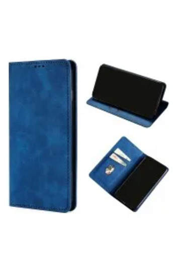 Deluxe Case Compatible with Honor 400 Lite – Book Type, Blue Faux Leather, Stand Function and 360