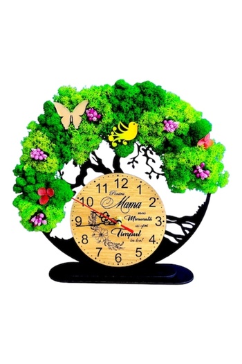 OEM Decorative clock with lichens, Tree of Life, standard personalized message for mother, 25cm, Black