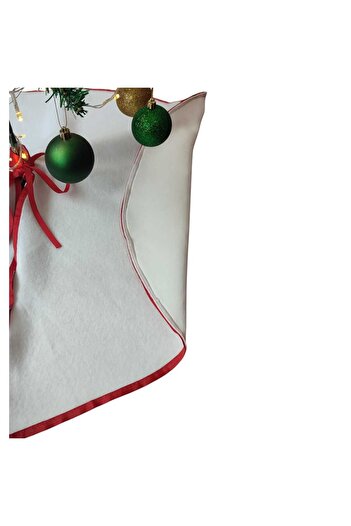 MODA NUR Christmas Tree Skirt, Pine Tree Foot Carpet Cover, White Plush 90 cm