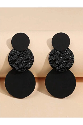 Inovius Long Black Textured Earrings - 54485