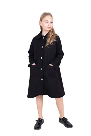 Ozmoz By Mukadder Özden Knitted Fabric Black Winter Girl's Coat