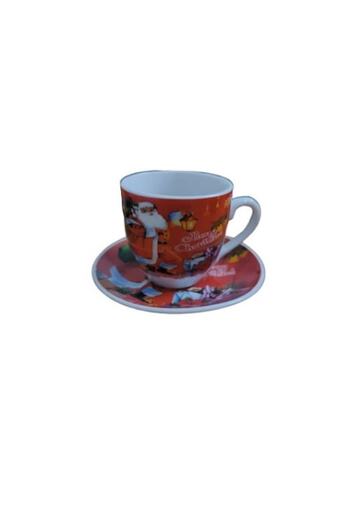 wei Set coffee cups with saucer, Christmas model, 90 ml, Red