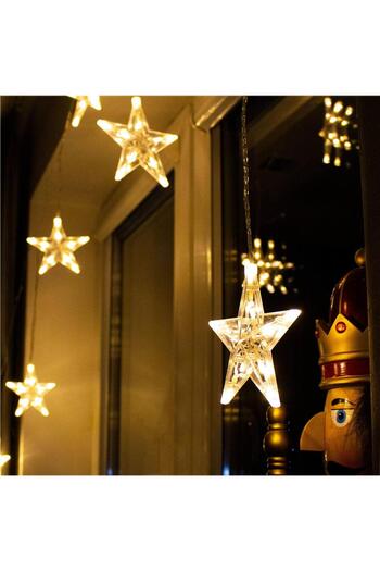 SERSIMO (DL) Curtain light garland with stars 72 LEDs, 2m, for indoor/outdoor use, white lighting