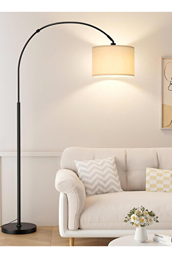 Domuik Floor Lamp, Modern Floor Lamp with 3 Color Temperature, Adjustable Hanging Drum Shade