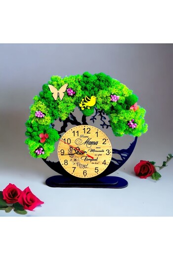 OEM Decorative clock with lichens, Tree of Life, standard personalized message for mother, 25cm, Black