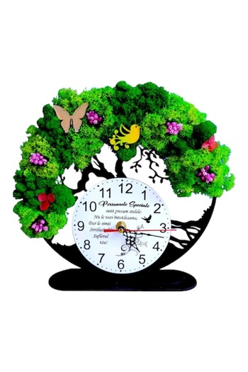 OEM Decorative clock with lichens "Tree of Life", personalized with a message for family, godparents, friends,
