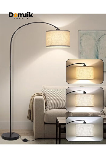 Domuik Floor Lamp, Modern Floor Lamp with 3 Color Temperature, Adjustable Hanging Drum Shade