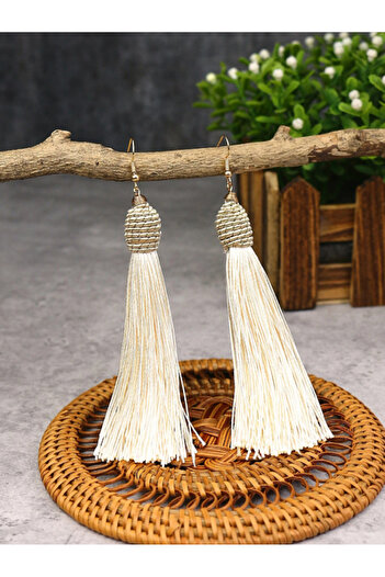 Inovius Nude Long Tassel Earrings - 14499