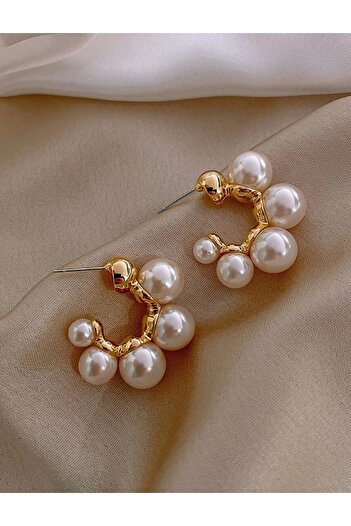 Inovius Round gold earrings with pearls