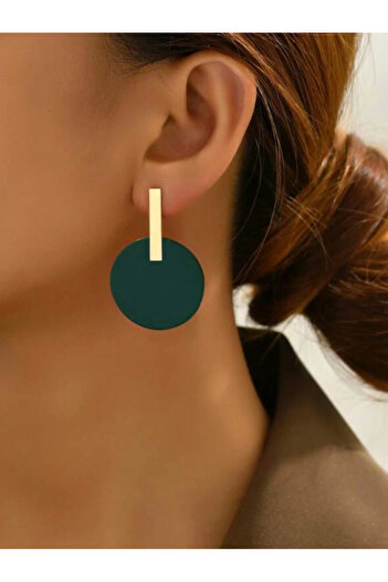 Inovius Dark Green Round Earrings - 39733