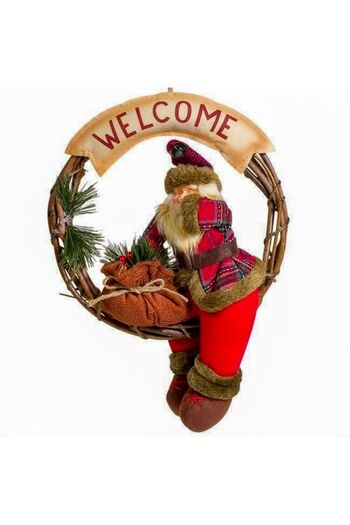 OEM Wooden Decoration Santa Claus Wreath 40 cm Between Casa Welcome