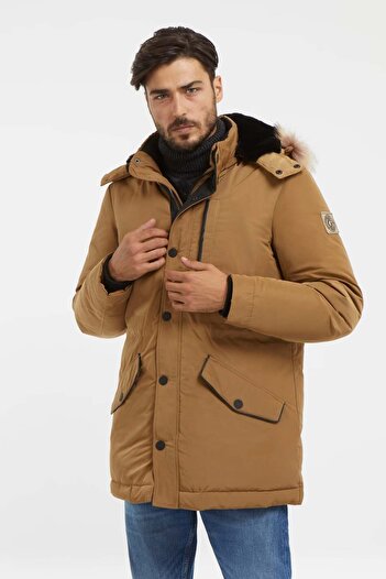 Guess jacket with zipper and hood Brown