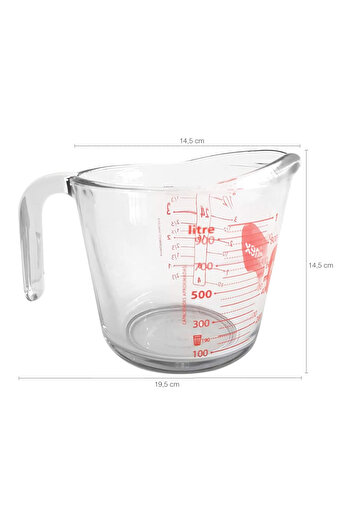 Marinex Glass Measuring Jug 1 L - Durable Heat-Resistant with Clear Graduated Markings|Transparent