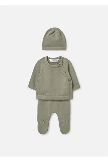 MAYORAL Baby 3-Piece Hat and Bottom Set Green 9981