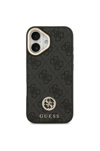 Guess Case for iPhone 17, 4G Strass Logo with Big Strap Metal Button MagSafe, Slim Protection, Black