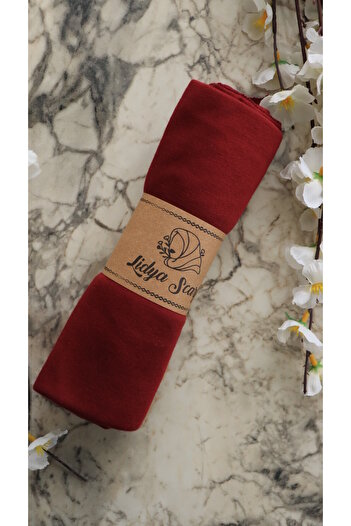 Lidya Şal Soft Textured Combed Cotton Shawl - Burgundy