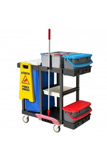 DacEnergy Hospital cleaning trolley, 2 sealed 20 L buckets with dosing sieve, 4 gal...