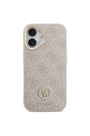 Guess Case for iPhone 17, 4G Strass Logo with Big Strap Metal Button MagSafe, Slim Protection, Pink