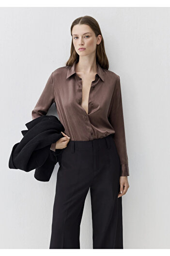 Mavi Brown 100% Silk Shirt Slim Fit / Slim Fit 1211269-87537