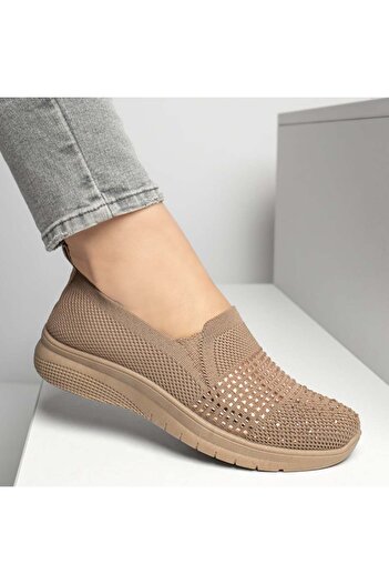 BMoD Women's khaki sport espadrilles with applied stones MOD13178