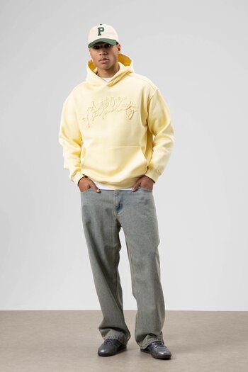 VAMOSCLO Oversize printed hooded sweatshirt yellow