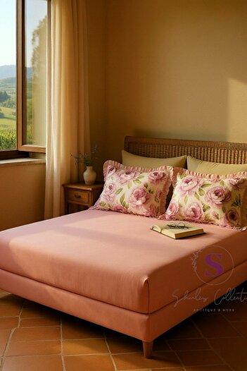 shules collection Romantic 100% Cotton Bed Sheet + 2Pcs Pillowcase