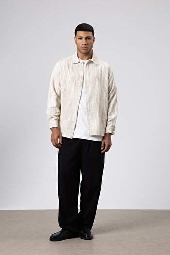 VAMOSCLO Oversize Textured Shirt Ecru