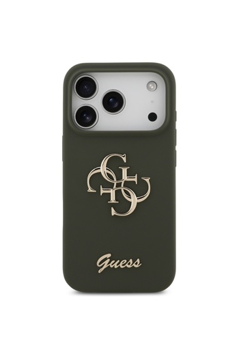 Guess Case for iPhone 17 Pro Max, Silicone Big 4G Script, Slim Protection, Khaki