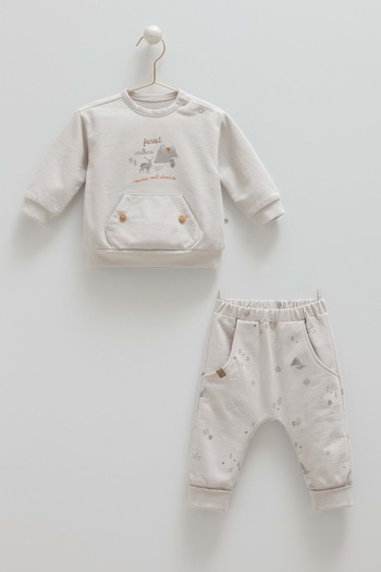 RYZE ÇOCUK Cool Mountain Kangaroos Pocket Detail Bottom Top Set Gray