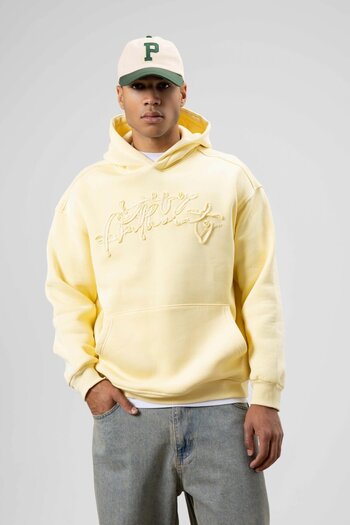 VAMOSCLO Oversize printed hooded sweatshirt yellow