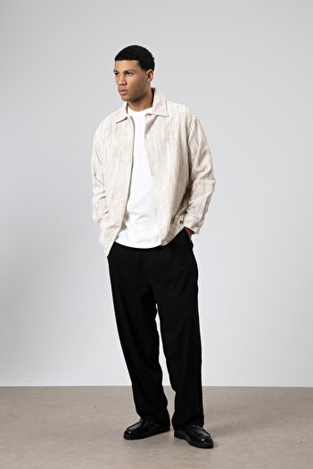 VAMOSCLO Oversize Textured Shirt Ecru