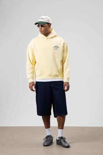 VAMOSCLO Oversize Washable Boxy Fit Hooded Sweatshirt Yellow