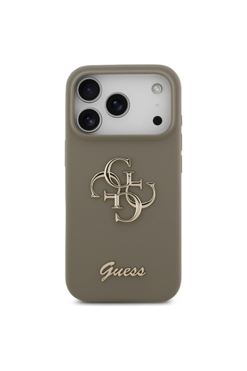 Guess Case for iPhone 17 Pro Max, Silicone Big 4G Script, Slim Protection, Brown