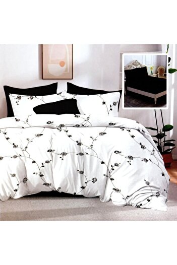 Pucioasa 6-piece finet bedding set, black and white flowers