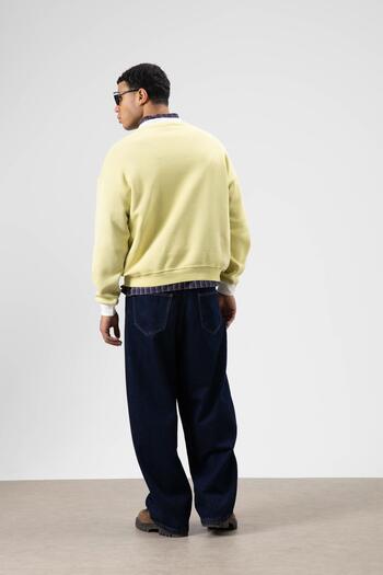 VAMOSCLO Oversize Crew Neck Printed Sweatshirt Yellow