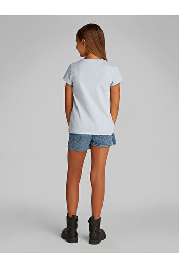 Calvin Klein Girls Niagara Mist Script Logo Slim Short Sleeve T-Shirt